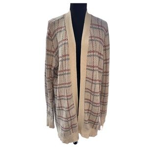Natural Reflections Cardigan Size  XL Open Front Long Line Checked